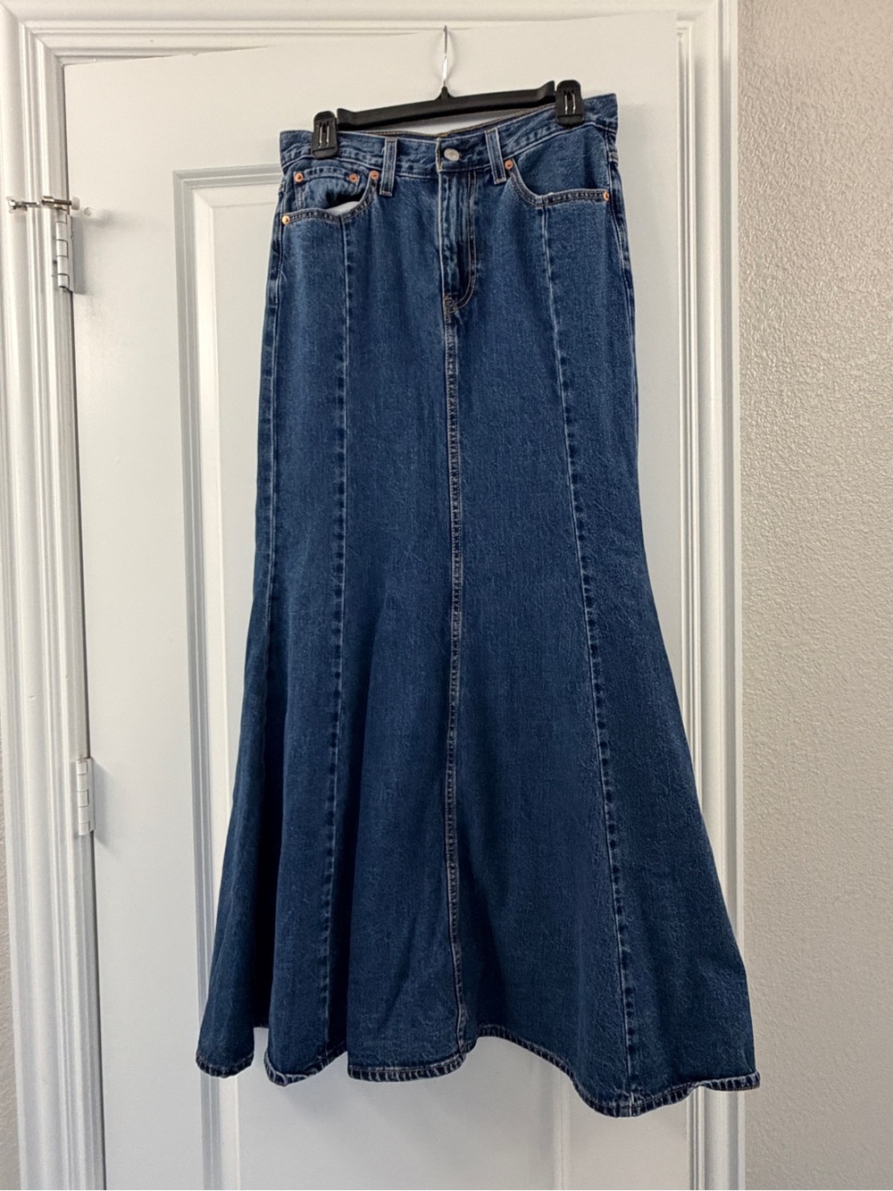Levi's Blue Denim Mermaid Dark Wash Maxi Skirt